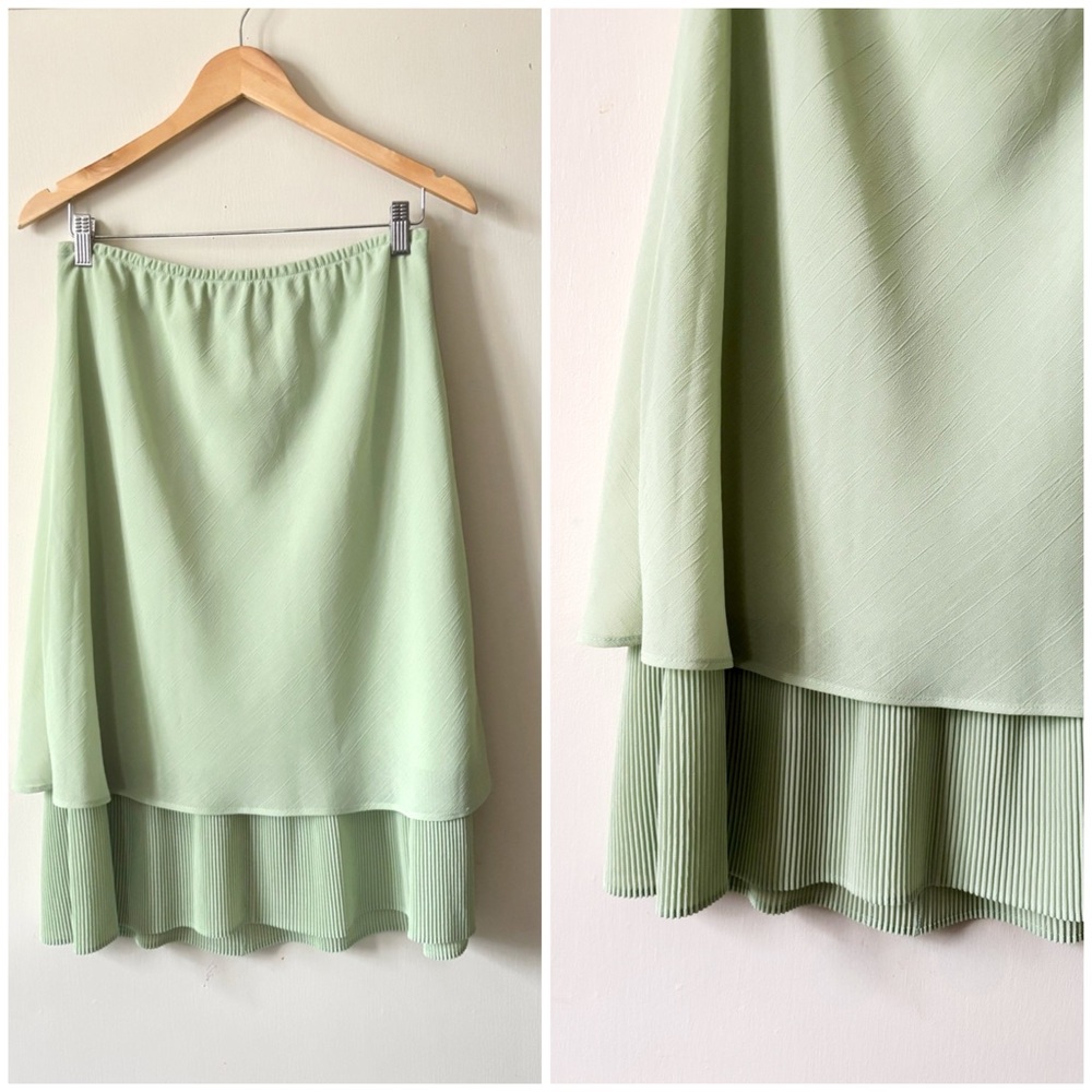 Vintage Sage/Mint Layered Midi Skirt